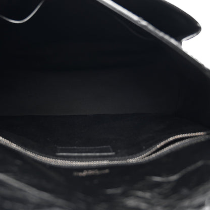 Saint Laurent Niki Medium Chain Satchel Crinkled Calfskin Black