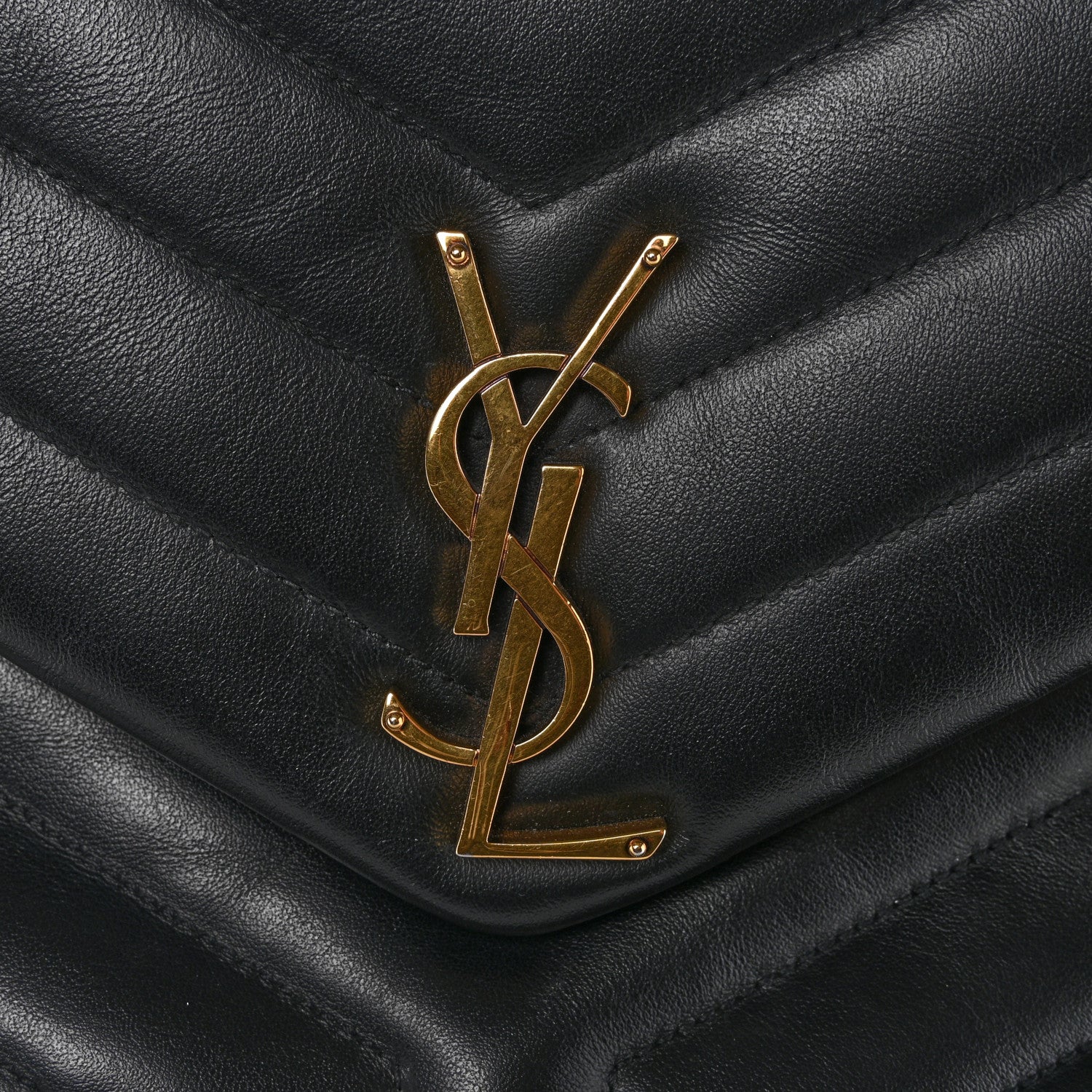 Saint Laurent Calfskin Y Quilted Monogram Large Loulou Chain Satchel Black