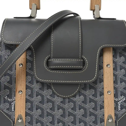 Goyard Goyardine Saigon PM Grey Canvas Bag With Wooden Handle - NEESTRA