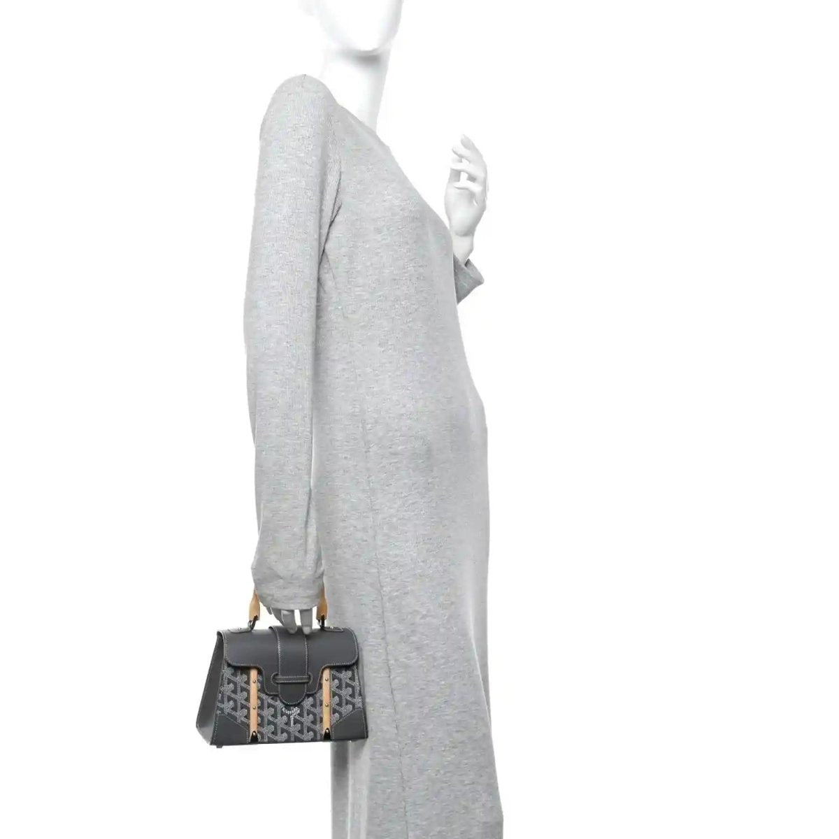 Goyardine Structure Mini Saigon Bag in Grey Canvas Leather - NEESTRA