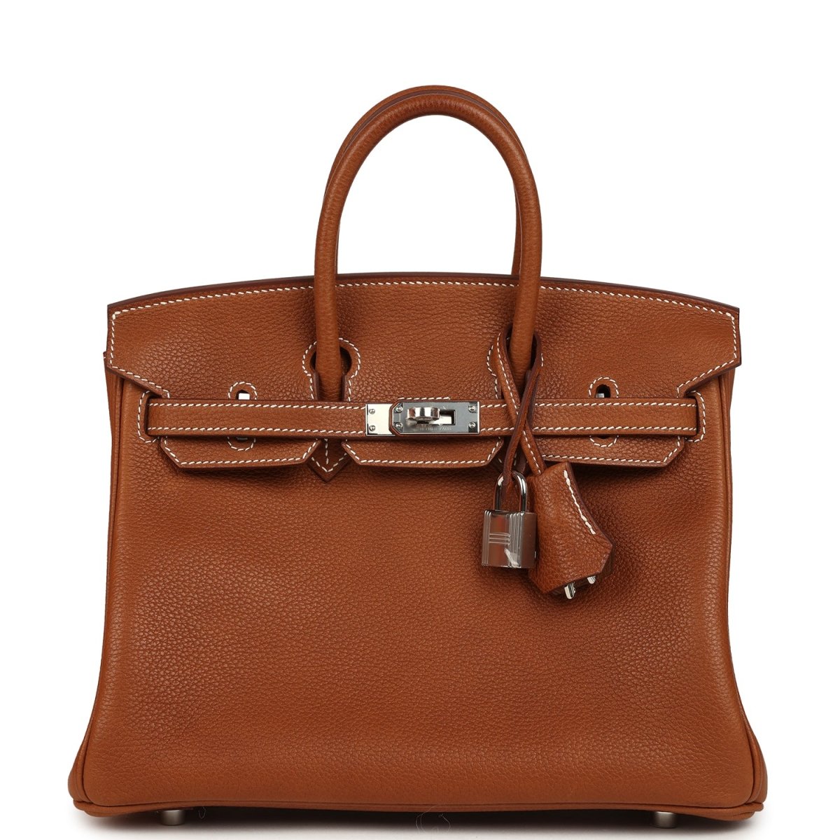 Hermes Birkin 25 Fauve Barenia Faubourg Leather Palladium Hardware Handbag - NEESTRA