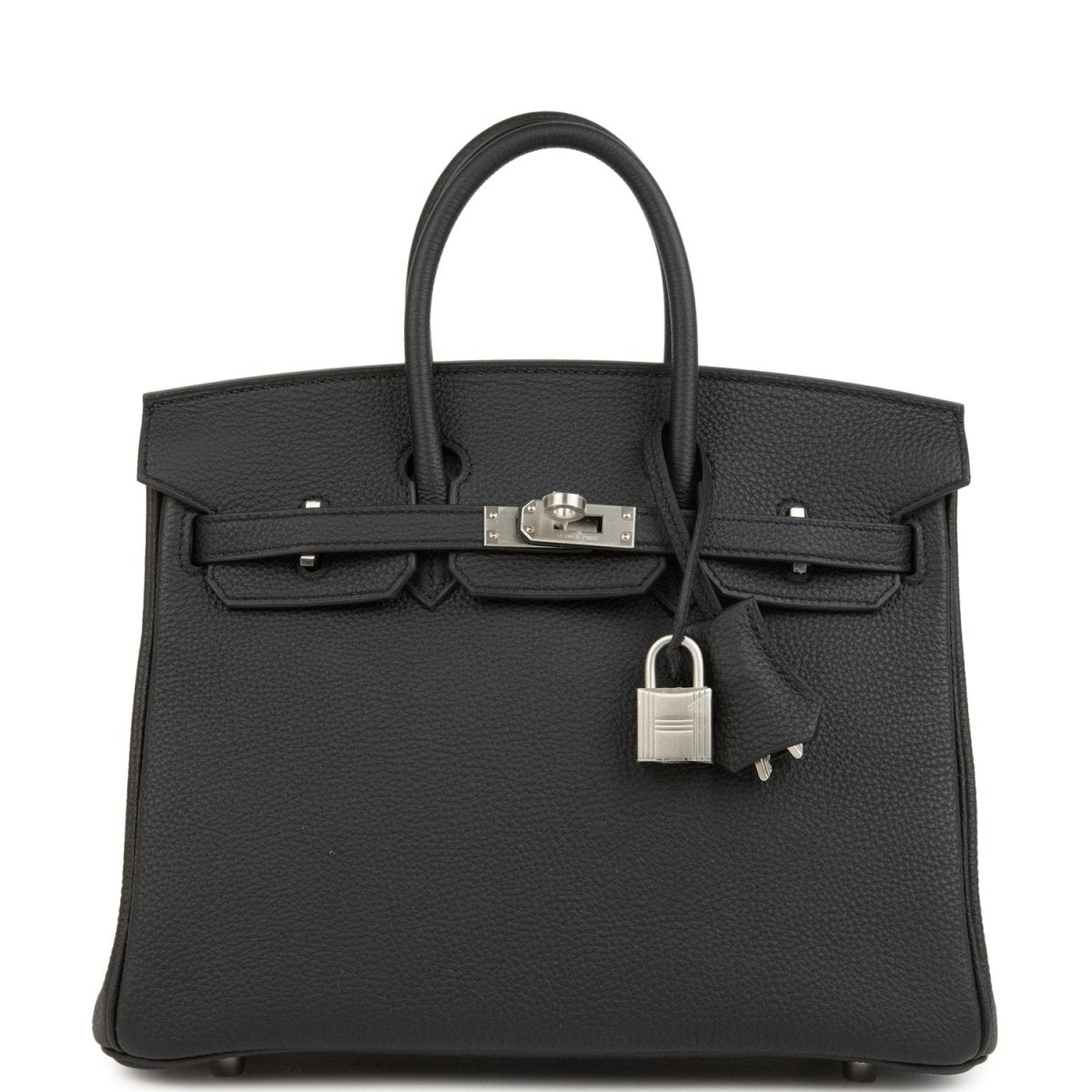Hermes Birkin 25 Handbag Black Togo Leather Brushed Palladium Hardware - NEESTRA