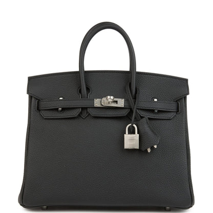 Hermes Birkin 25 Handbag Black Togo Leather Brushed Palladium Hardware - NEESTRA