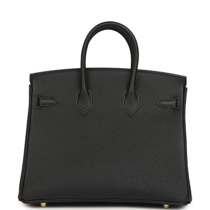 Hermes Birkin 25 Handbag Black Togo Leather Gold Hardware - NEESTRA