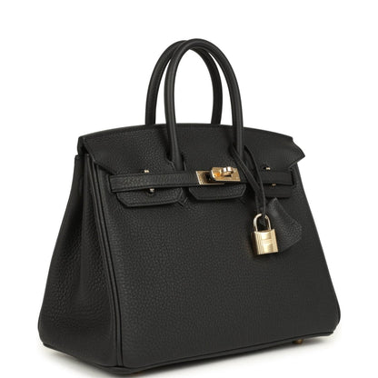 Hermes Birkin 25 Handbag Black Togo Leather Permabrass Hardware - NEESTRA