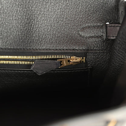 Hermes Birkin 25 Handbag Black Volupto Leather Gold Hardware - NEESTRA