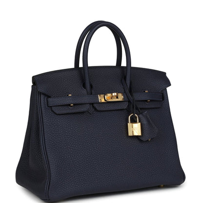 Hermes Birkin 25 Handbag Bleu Nuit Togo Gold Hardware - NEESTRA