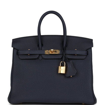 Hermes Birkin 25 Handbag Bleu Nuit Togo Gold Hardware - NEESTRA