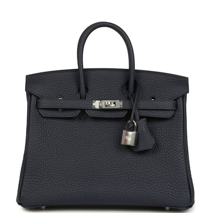 Hermes Birkin 25 Handbag Bleu Nuit Togo Palladium Hardware - NEESTRA