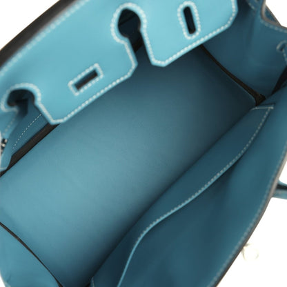 Hermes Birkin 25 Handbag Blue Jean Swift Leather Palladium Hardware - NEESTRA