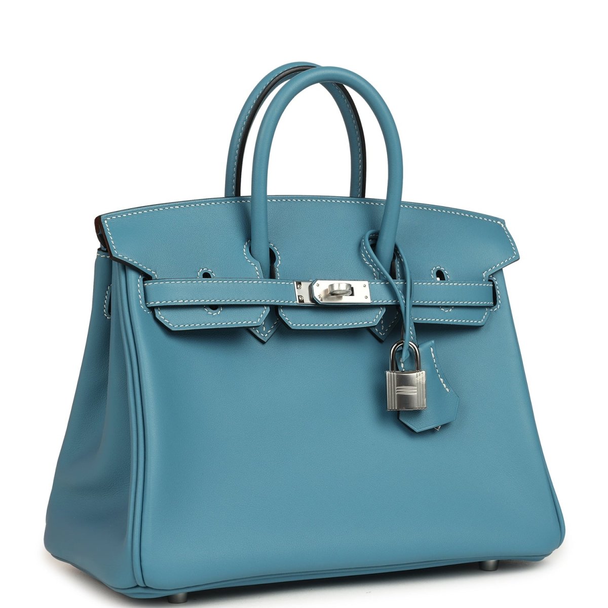 Hermes Birkin 25 Handbag Blue Jean Swift Leather Palladium Hardware - NEESTRA