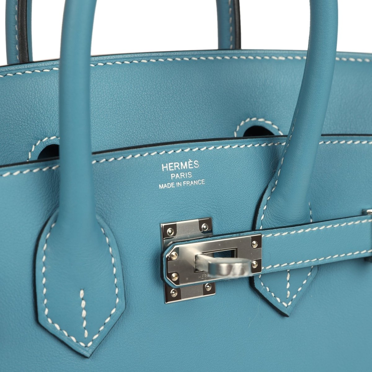 Hermes Birkin 25 Handbag Blue Jean Swift Leather Palladium Hardware - NEESTRA