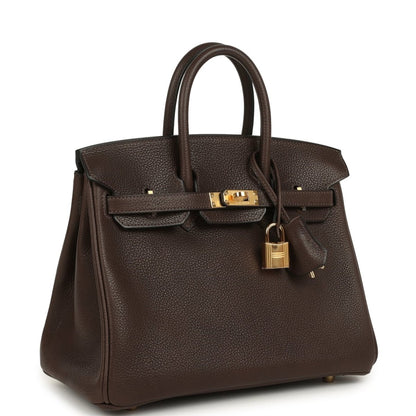 Hermes Birkin 25 Handbag Ebene Barenia Faubourg Gold Hardware - NEESTRA