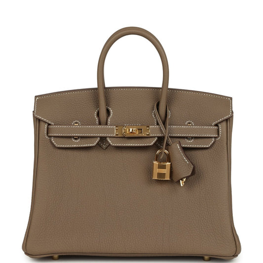 Hermes Birkin 25 Handbag Etoupe Togo Leather Gold Hardware - NEESTRA
