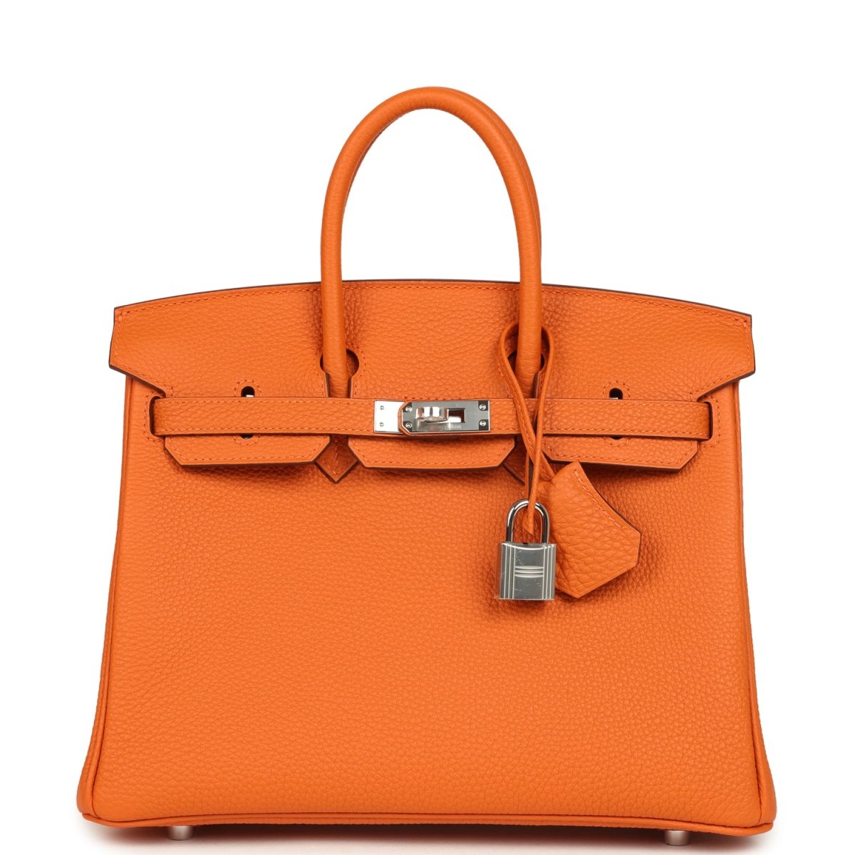 Hermes Birkin 25 Handbag Orange Minium Togo Leather Palladium Hardware - NEESTRA