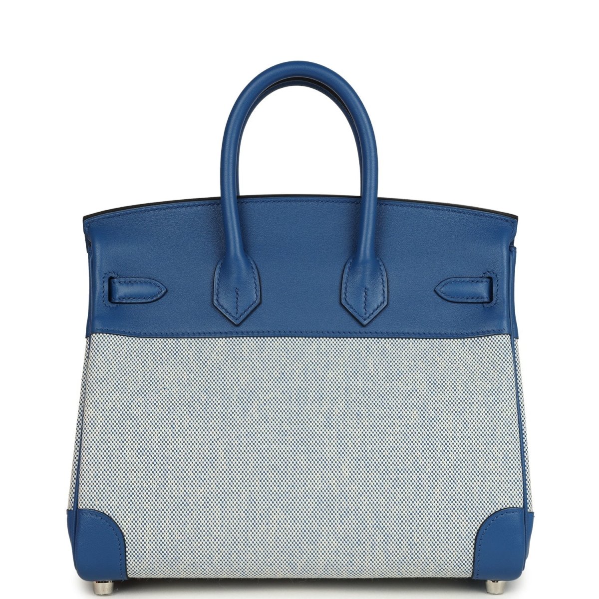Hermes Birkin 25 Handbag Swift Leather Toile H Canvas Bleu France - NEESTRA