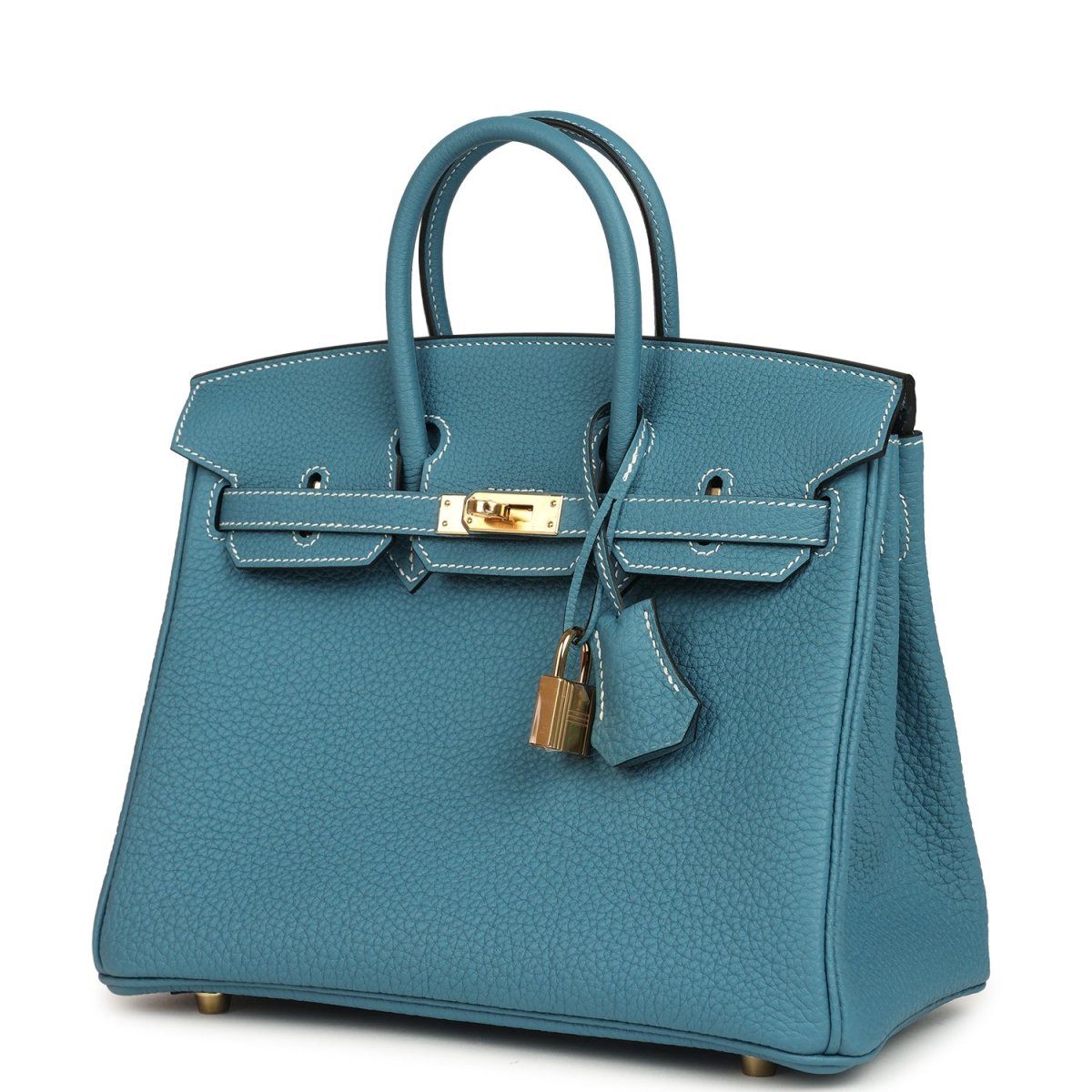Hermes Birkin 25 Handbag Togo Leather Gold Hardware Blue Jean - NEESTRA