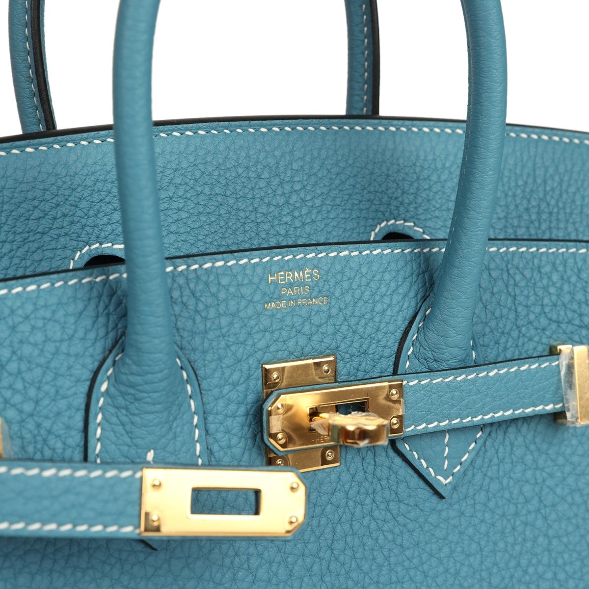 Hermes Birkin 25 Handbag Togo Leather Gold Hardware Blue Jean - NEESTRA