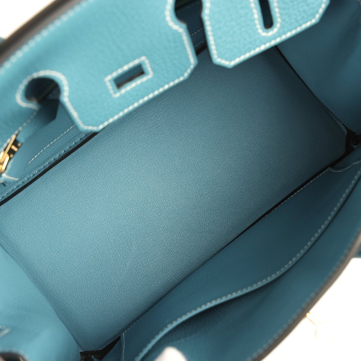 Hermes Birkin 25 Handbag Togo Leather Gold Hardware Blue Jean - NEESTRA