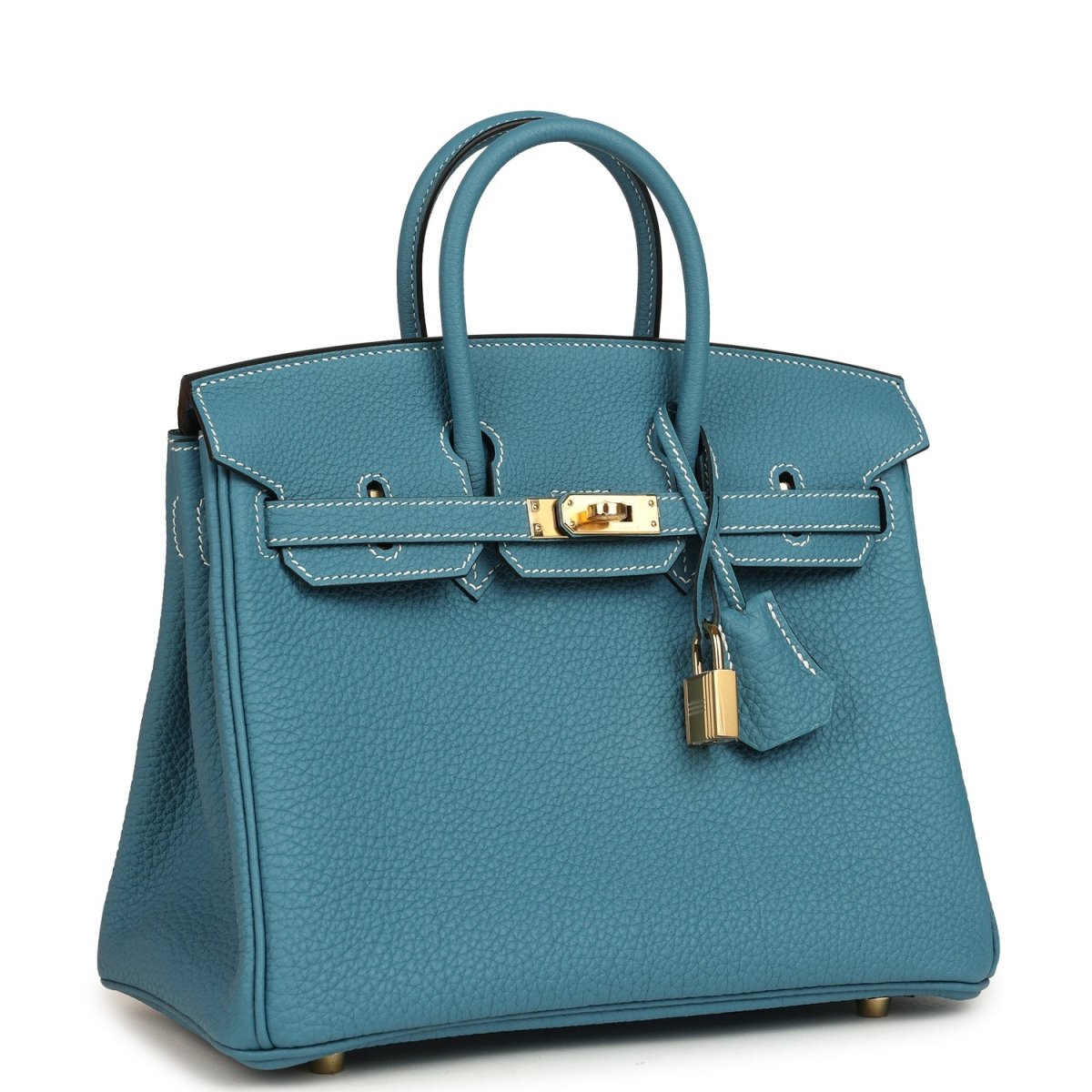 Hermes Birkin 25 Handbag Togo Leather Gold Hardware Blue Jean - NEESTRA