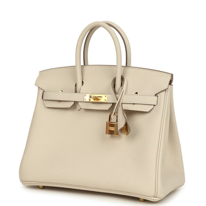 Hermès Birkin 25 Handbag Togo Leather Gold Hardware Craie - NEESTRA
