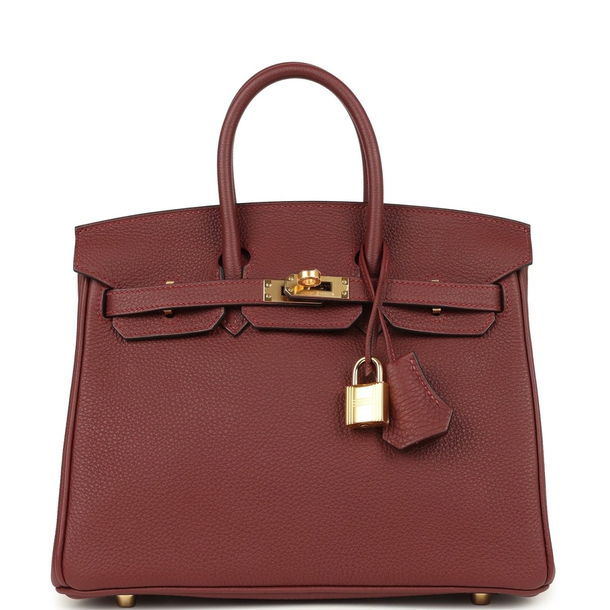 Hermes Birkin 25 Handbag Togo Leather Gold Hardware Rouge H - NEESTRA