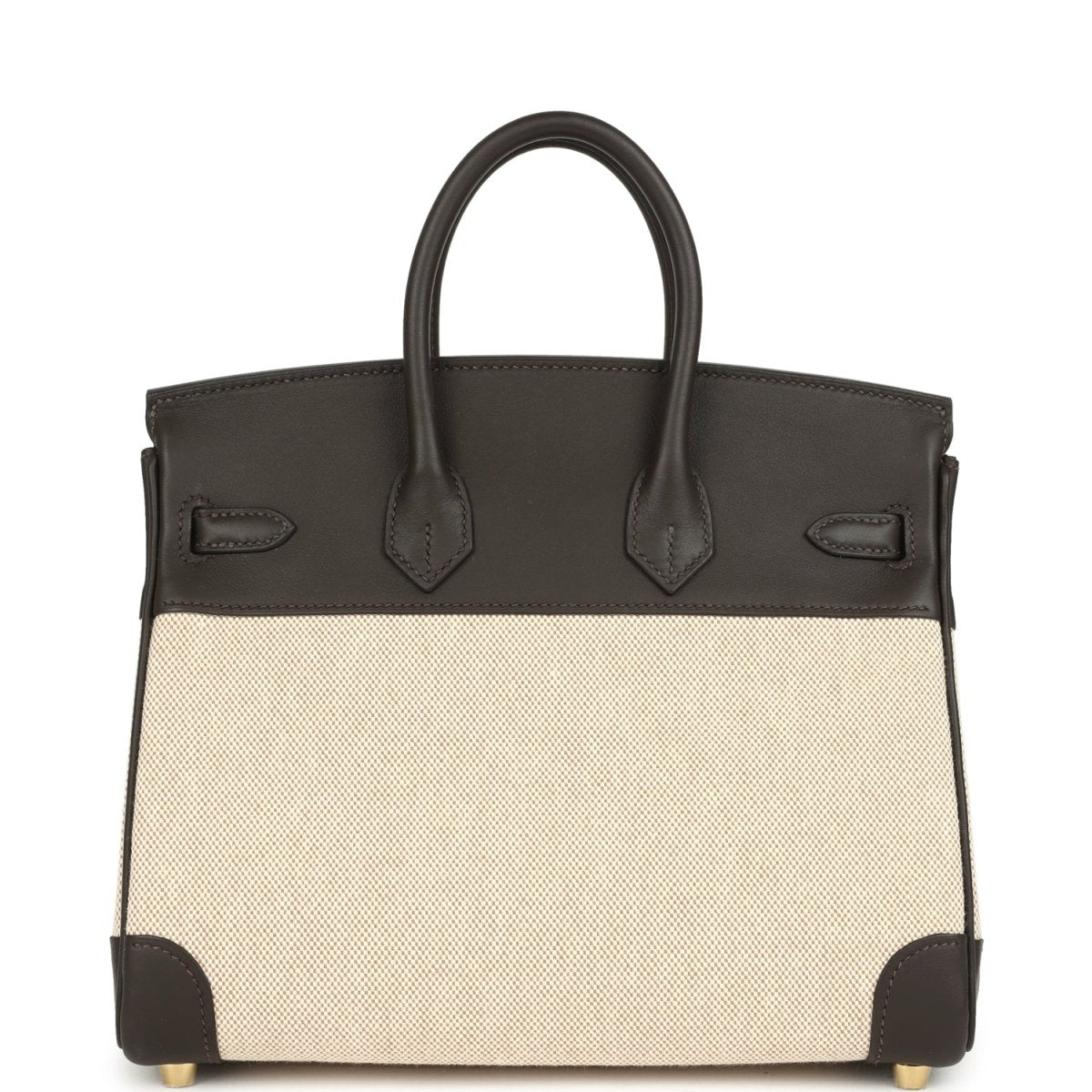 Hermes Birkin 25 Handbag Toile H Canvas Swift Leather Gold - NEESTRA