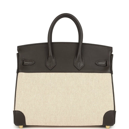 Hermes Birkin 25 Handbag Toile H Canvas Swift Leather Gold - NEESTRA