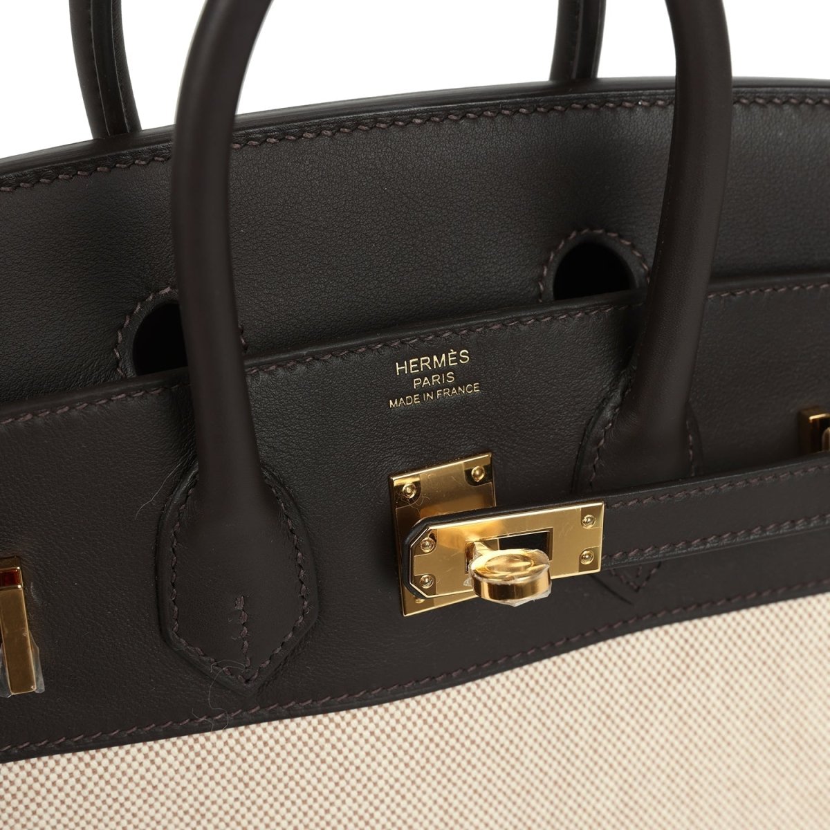 Hermes Birkin 25 Handbag Toile H Canvas Swift Leather Gold - NEESTRA