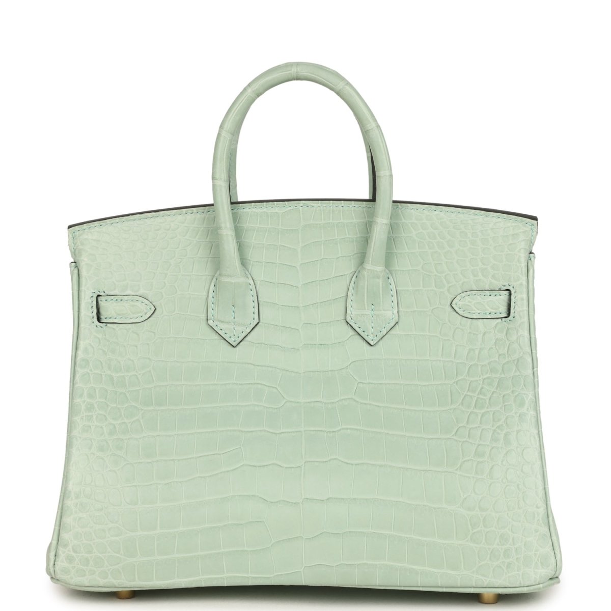 Hermes Birkin 25 Handbag Vert D'Eau Matte Porosus Crocodile Gold - NEESTRA