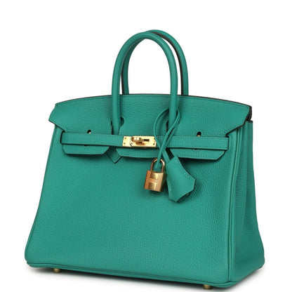 Hermes Birkin 25 Handbag Vert Verone Togo Gold Hardware - NEESTRA