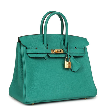 Hermes Birkin 25 Handbag Vert Verone Togo Gold Hardware - NEESTRA