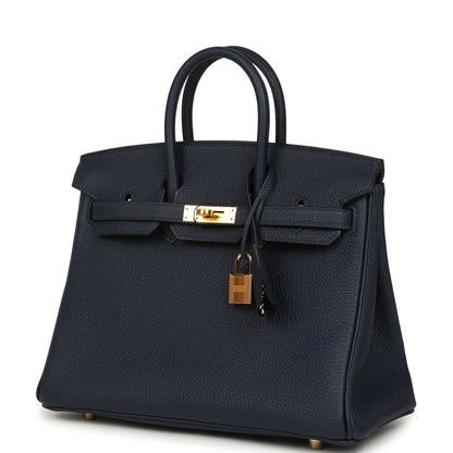 Hermes Birkin 25cm Handbag Bleu Abysse Togo Leather Gold Hardware - NEESTRA