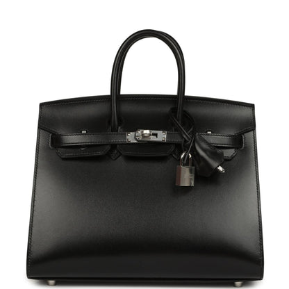 Hermes Birkin Sellier 25 Handbag Black Box Calfskin Palladium Hardware - NEESTRA
