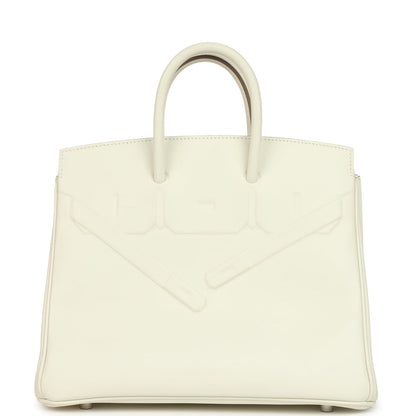 Hermes Birkin Shadow 25 Handbag Mushroom Swift Leather Palladium Hardware - NEESTRA