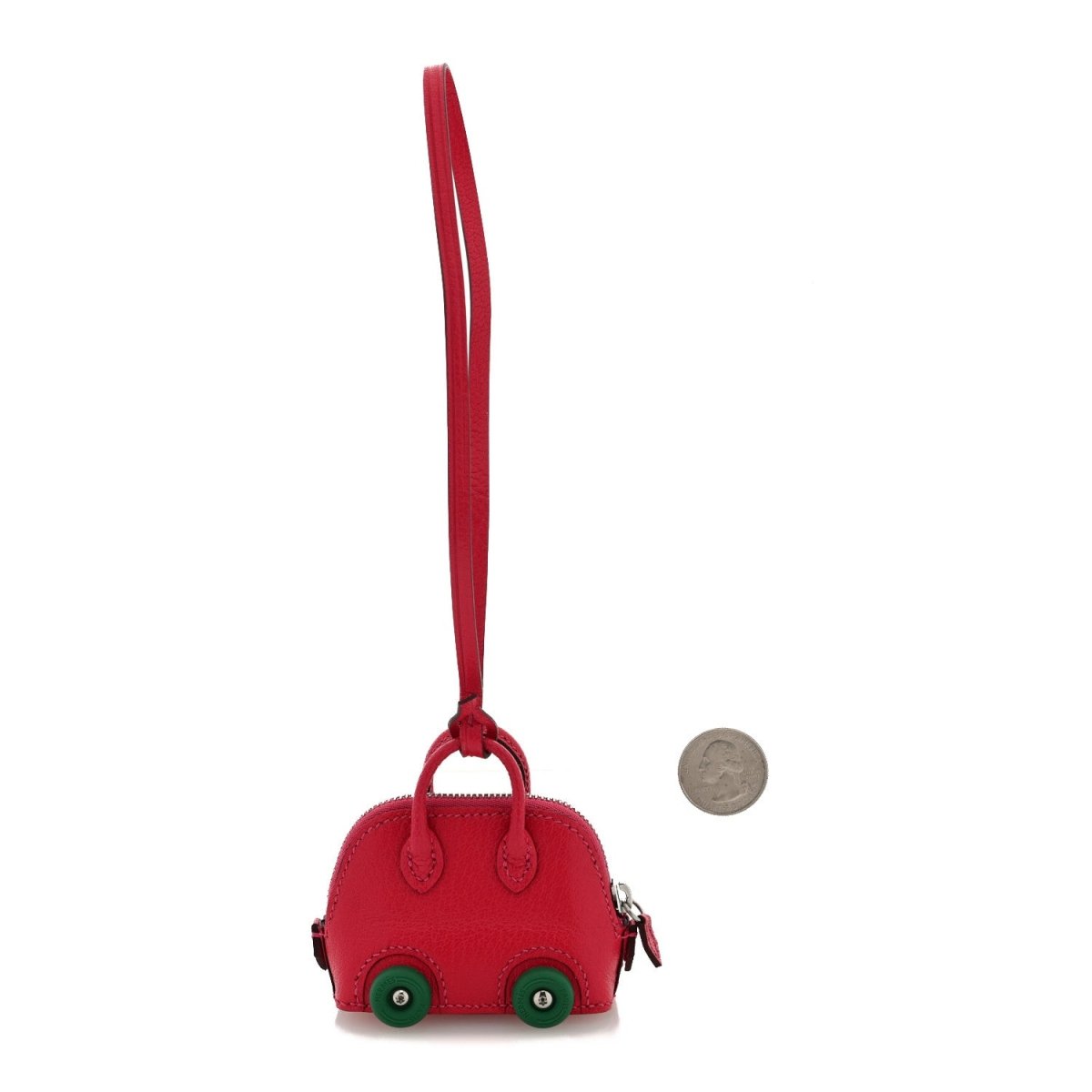 Hermes Chevre Mysore Bolide On Wheels Bag Charm Rose Extreme Vert Vertigo - NEESTRA
