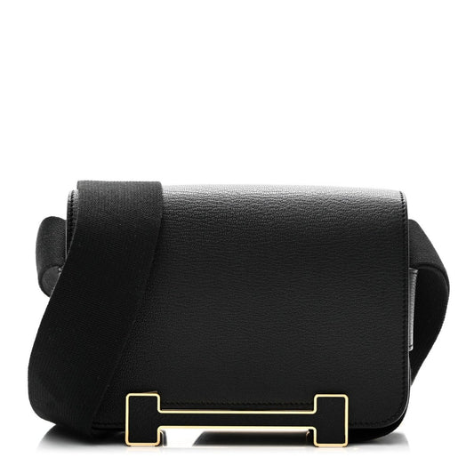HERMES Chevre Mysore Geta Black Crossbody Bag - NEESTRA