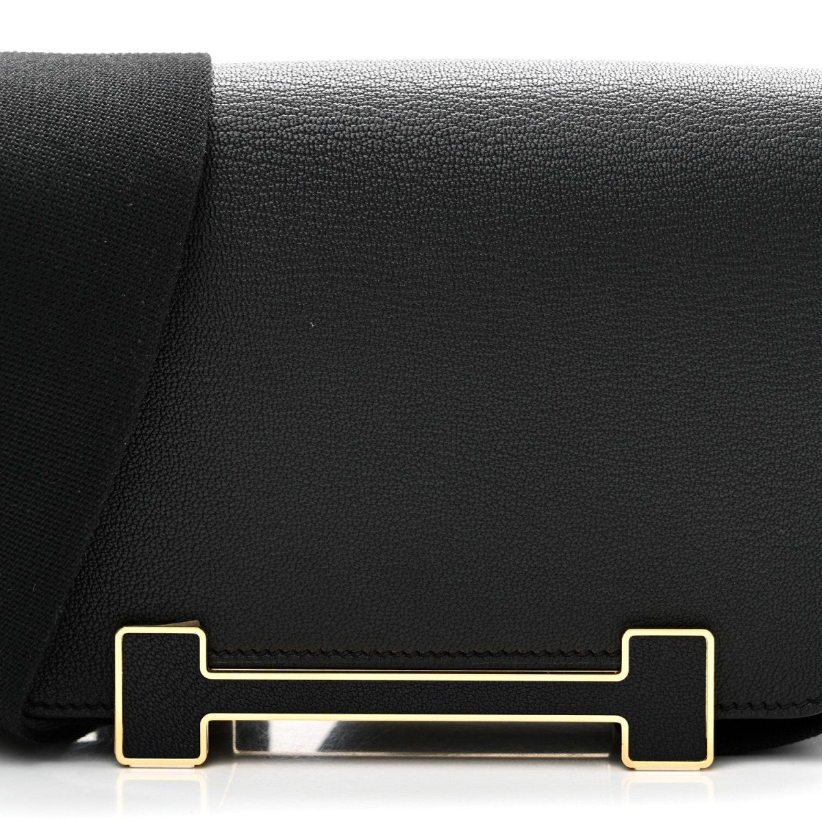 HERMES Chevre Mysore Geta Black Crossbody Bag - NEESTRA