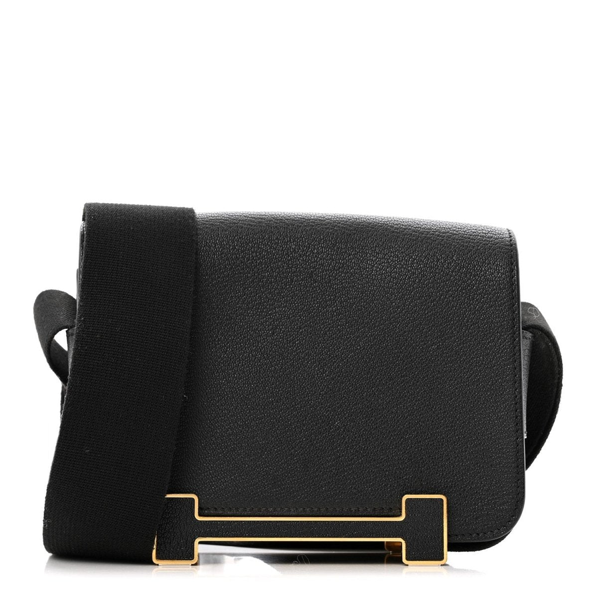 Hermes Chevre Mysore Geta Crossbody Messenger Bag Black - NEESTRA