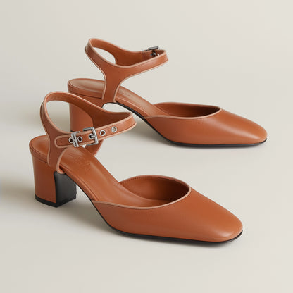 Hermès Kamilla 60 Mary Jane Pump in Goatskin & Nappa Leather