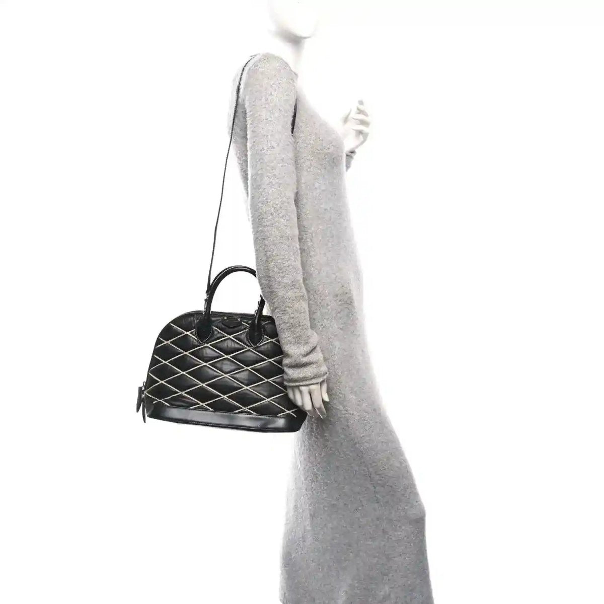 Louis Vuitton Black Lambskin Malletage Alma PM Quilted Handbag - NEESTRA