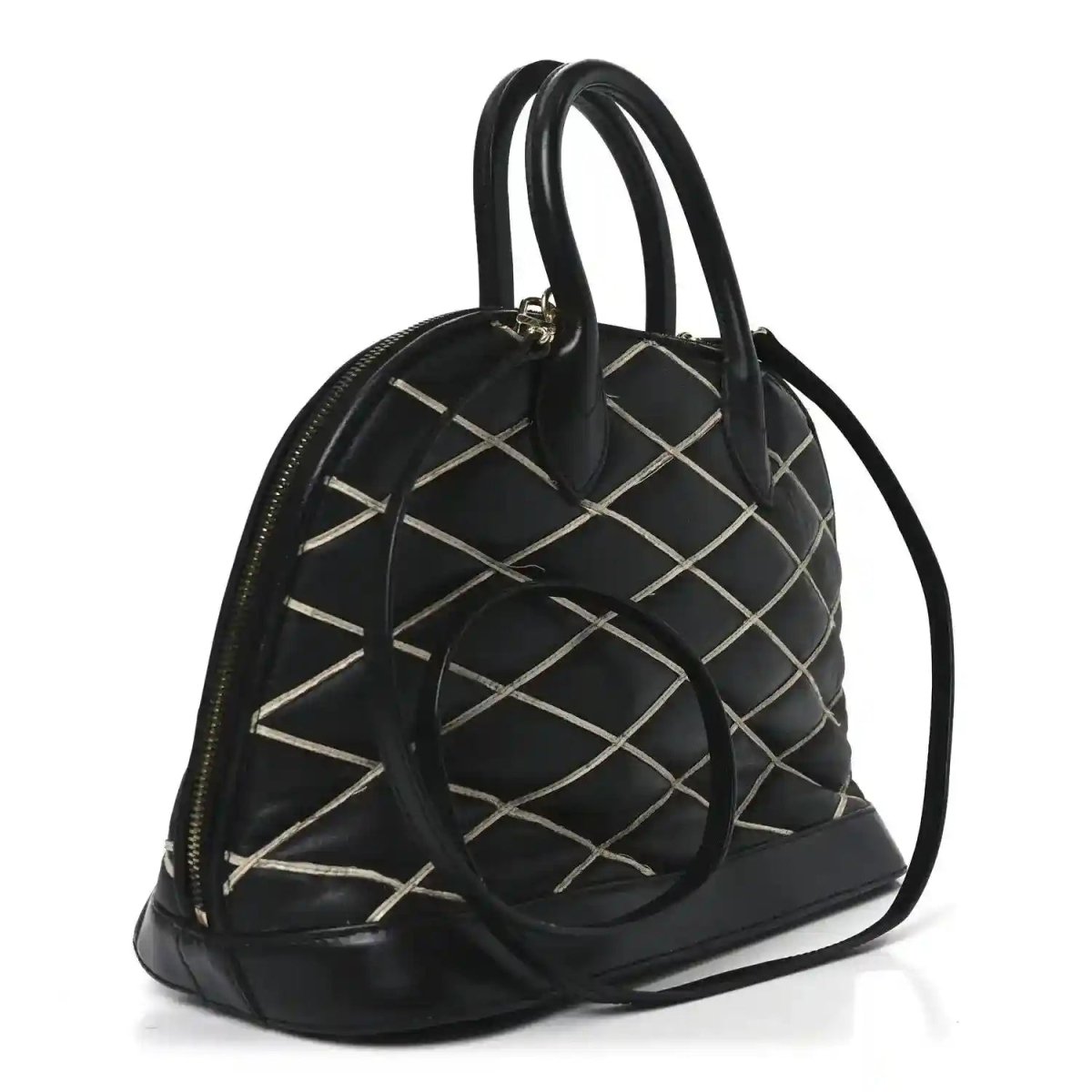 Louis Vuitton Black Lambskin Malletage Alma PM Quilted Handbag - NEESTRA