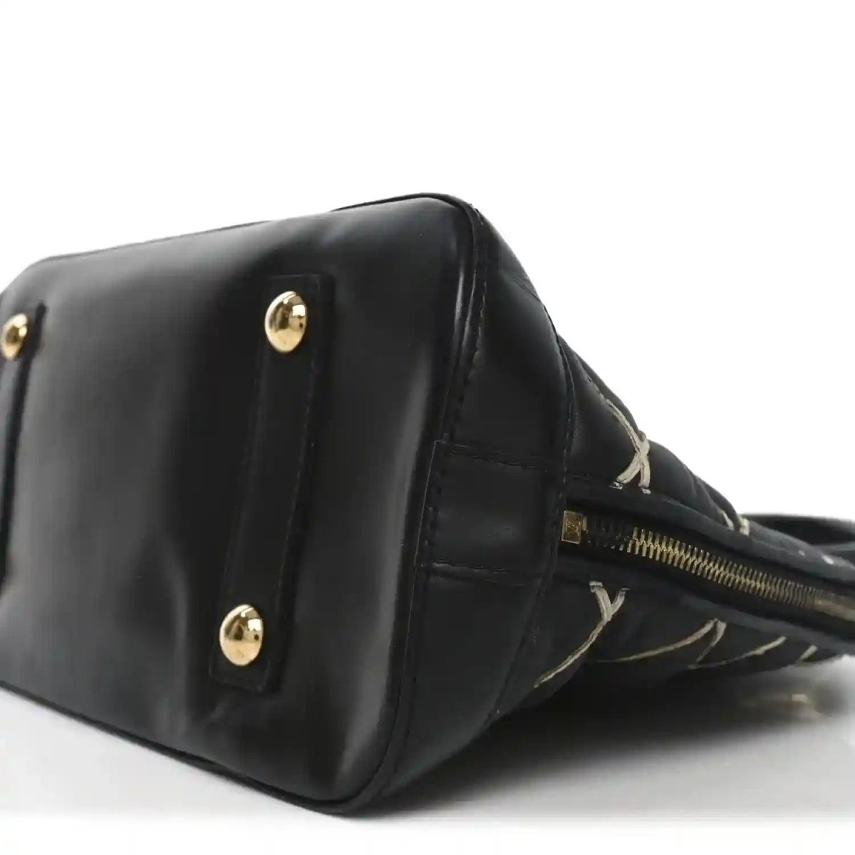 Louis Vuitton Black Lambskin Malletage Alma PM Quilted Handbag - NEESTRA