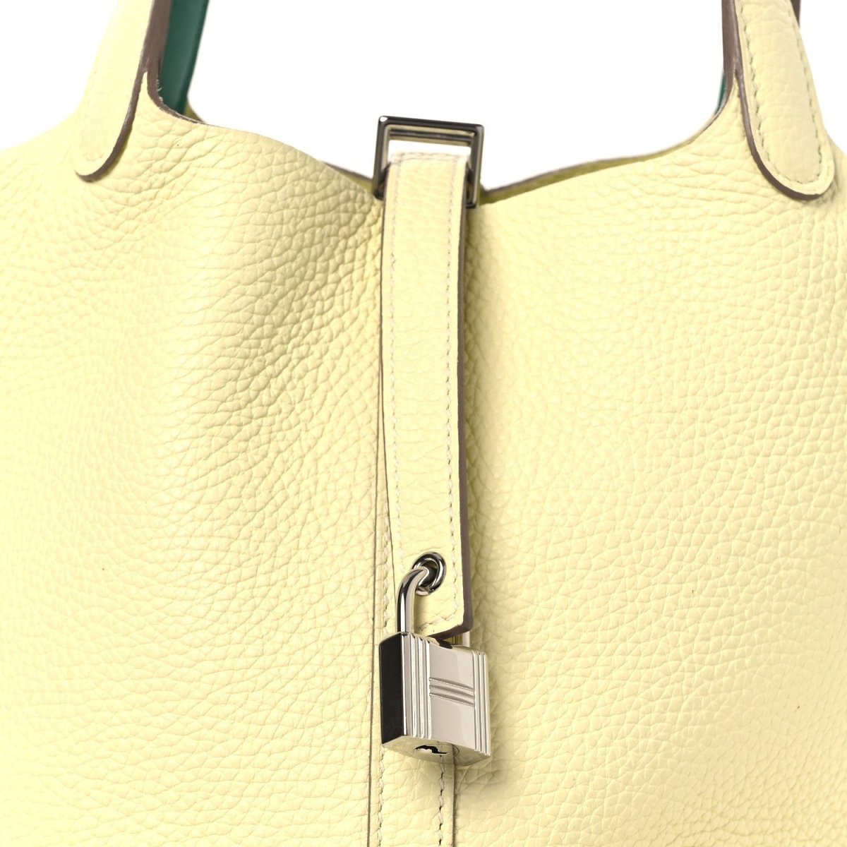 Picotin Lock 18 PM Handbag Two-Tone Calfskin Leather Jaune Milton Vert Vertigo - NEESTRA