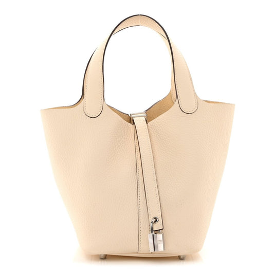 Picotin Lock 18 PM Taurillon Clemence Leather Handbag Nata - NEESTRA