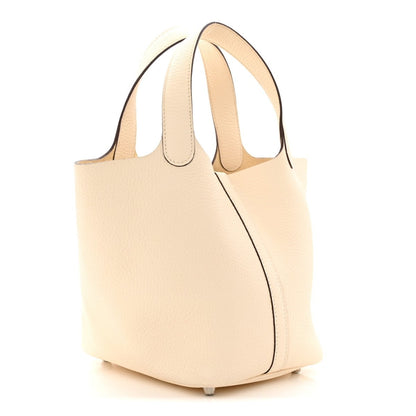 Picotin Lock 18 PM Taurillon Clemence Leather Handbag Nata - NEESTRA