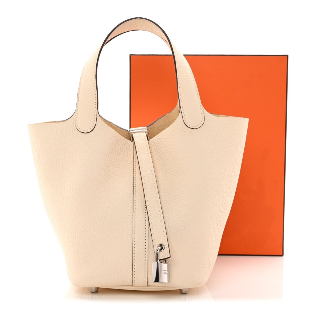 Picotin Lock 18 PM Taurillon Clemence Leather Handbag Nata - NEESTRA