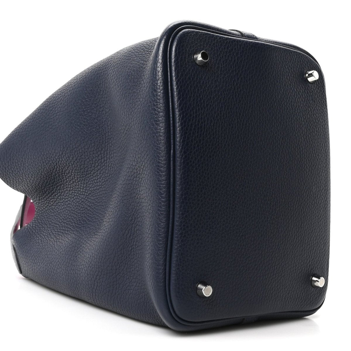 Picotin Lock 22 MM Taurillon Clemence Bucket Bag Bleu Nuit Rose Pourpre - NEESTRA
