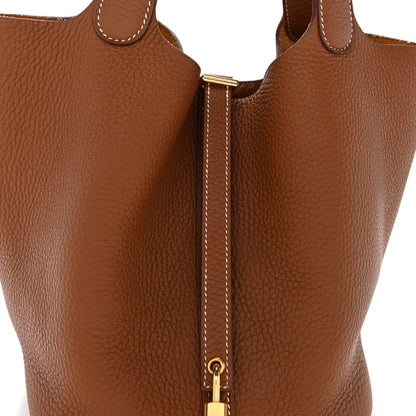 Picotin Lock 22 MM Taurillon Clemence Leather Tote Gold - NEESTRA