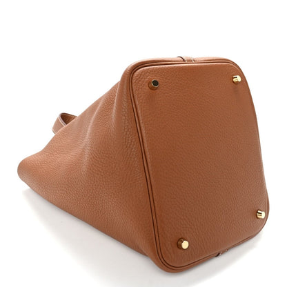 Picotin Lock 22 MM Taurillon Clemence Leather Tote Gold - NEESTRA